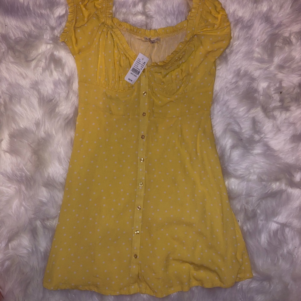 LA Hearts Yellow Polka Dot Mini Dress